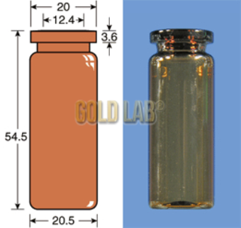 VIAL S/R N20-10 DIN AMBAR 20,5X54,5MM 10ML C/100PC