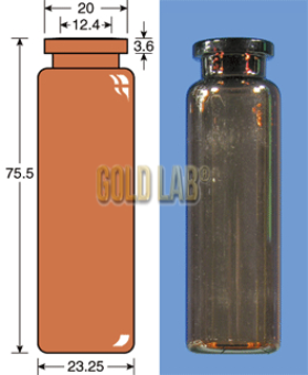 VIAL S/R N20-20 DIN AMBAR 23,25X75,5MM 20ML C/100PC