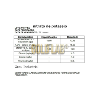 NITRATO POTASSIO COMERCIAL INDUSTRIAL C/ 1000GR