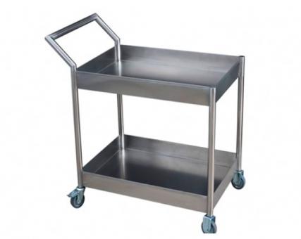 MESA/CARRINHO INOX 2 PLANOS C/ ABAS A 80CM / L - 50CM / C80 OU 90CM