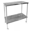 MESA INOX COM 1 PRATELEIRA INFERIOR GRADEADA A 80CM / C 1,00M / L 50CM