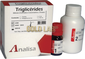 BIOQUÍMICA - TRIGLICÉRIDES - (PADRÃO-1 X 3 ML, REAGENTE DE COR-1 X 500 ML)